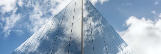 Skyscraper reflecting sky and clouds